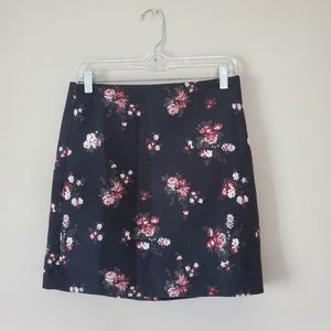 LOFT Rose Embroidered Black Mini Skirt 4